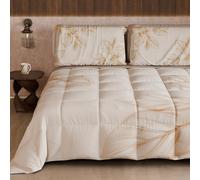 PETTI Artigiani Italiani - Trapunta Invernale, Piumone Invernale, Trapunta Matrimoniale Double Face Tinta Unita e Stampa Digitale Floreale 25 150, 100% Microfibra, Made in Italy