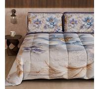 PETTI Artigiani Italiani - Trapunta Invernale, Piumone Invernale, Trapunta Matrimoniale Double Face Tinta Unita e Stampa Digitale Floreale 06 4, 100% Microfibra, Made in Italy