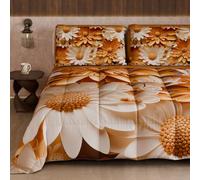 PETTI Artigiani Italiani - Trapunta Invernale, Piumone Invernale, Trapunta Matrimoniale Double Face Tinta Unita e Stampa Digitale Floreale 05 2, 100% Microfibra, Made in Italy