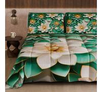 PETTI Artigiani Italiani - Trapunta Invernale, Piumone Invernale, Trapunta Matrimoniale Double Face Tinta Unita e Stampa Digitale Floreale 05 7, 100% Microfibra, Made in Italy