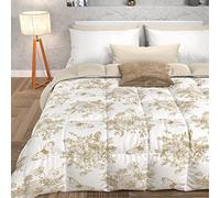 PETTI Artigiani Italiani - Trapunta Invernale, Piumone Invernale, Trapunta Matrimoniale Double Face Tinta Unita e Stampa Digitale Botanic 03 06, 100% Microfibra, Made in Italy