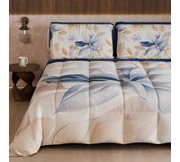 PETTI Artigiani Italiani - Trapunta Invernale, Piumone Invernale, Trapunta Matrimoniale Double Face Tinta Unita e Stampa Digitale Floreale 25 164, 100% Microfibra, Made in Italy