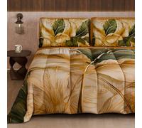 PETTI Artigiani Italiani - Trapunta Invernale, Piumone Invernale, Trapunta Matrimoniale Double Face Tinta Unita e Stampa Digitale Floreale 04 302, 100% Microfibra, Made in Italy