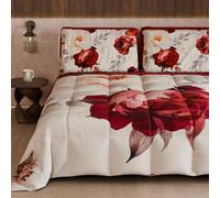 PETTI Artigiani Italiani - Trapunta Invernale, Piumone Invernale, Trapunta Matrimoniale Double Face Tinta Unita e Stampa Digitale Floreale 04 171, 100% Microfibra, Made in Italy