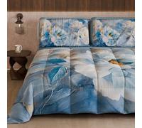 PETTI Artigiani Italiani - Trapunta Invernale, Piumone Invernale, Trapunta Matrimoniale Double Face Tinta Unita e Stampa Digitale Floreale 25 13, 100% Microfibra, Made in Italy
