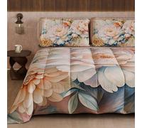 PETTI Artigiani Italiani - Trapunta Invernale, Piumone Invernale, Trapunta Matrimoniale Double Face Tinta Unita e Stampa Digitale Floreale 25 35, 100% Microfibra, Made in Italy