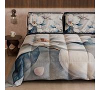 PETTI Artigiani Italiani - Trapunta Invernale, Piumone Invernale, Trapunta Matrimoniale Double Face Tinta Unita e Stampa Digitale Floreale 25 14, 100% Microfibra, Made in Italy