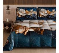 PETTI Artigiani Italiani - Trapunta Invernale, Piumone Invernale, Trapunta Matrimoniale Double Face Tinta Unita e Stampa Digitale Floreale 06 5, 100% Microfibra, Made in Italy