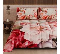 PETTI Artigiani Italiani - Trapunta Invernale, Piumone Invernale, Trapunta Singola Double Face Tinta Unita e Stampa Digitale Floreale 04 152, 100% Microfibra, Made in Italy