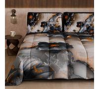 PETTI Artigiani Italiani - Trapunta Invernale, Piumone Invernale, Trapunta Singola Double Face Tinta Unita e Stampa Digitale Floreale 06 18, 100% Microfibra, Made in Italy