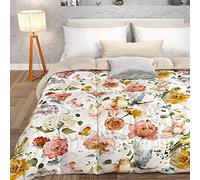 PETTI Artigiani Italiani -Trapunta Invernale, Piumone Invernale, Trapunta Piazza e Mezza Double Face Tinta Unita e Stampa Digitale Floreale Bianco, 100% Microfibra Anallergica, Made in Italy