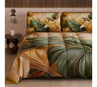 PETTI Artigiani Italiani -Trapunta Invernale, Piumone Invernale, Trapunta Una Piazza e Mezza Double Face Tinta Unita e Stampa Digitale Floreale 25 165, 100% Microfibra, Made in Italy