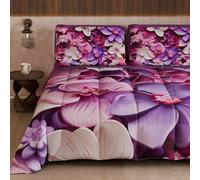 PETTI Artigiani Italiani -Trapunta Invernale, Piumone Invernale, Trapunta Una Piazza e Mezza Double Face Tinta Unita e Stampa Digitale Floreale 05 23, 100% Microfibra, Made in Italy