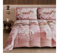 PETTI Artigiani Italiani - Trapunta Invernale, Piumone Matrimoniale Double Face Tinta Unita e Stampa Digitale, Shabby 04 333, 100% Microfibra, Made in Italy