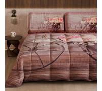 PETTI Artigiani Italiani - Trapunta Invernale, Piumone Matrimoniale Double Face Tinta Unita e Stampa Digitale, Shabby 04 337, 100% Microfibra, Made in Italy