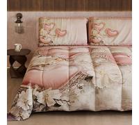 PETTI Artigiani Italiani - Trapunta Invernale, Piumone Matrimoniale Double Face Tinta Unita e Stampa Digitale, Shabby 04 343, 100% Microfibra, Made in Italy