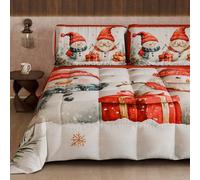 PETTI Artigiani Italiani - Trapunta Matrimoniale Invernale di Natale, Piumone Matrimoniale Natalizio, Trapunta Double Face Tinta Unita e Stampa Digitale Pupazzo 2, Made in Italy