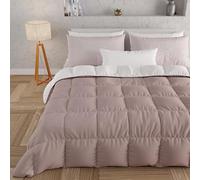PETTI Artigiani Italiani - Trapunta Matrimoniale Invernale, Piumone Matrimoniale, Tinta Unita Double Face Rosa Antico Bianco 100% Made in Italy