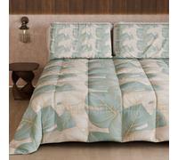 PETTI Artigiani Italiani - Trapunta Matrimoniale Invernale, Piumone Matrimoniale, Trapunta Double Face Tinta Unita e Stampa Digitale Tropical Celeste O, Made in Italy