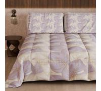 PETTI Artigiani Italiani - Trapunta Matrimoniale Invernale, Piumone Matrimoniale, Trapunta Double Face Tinta Unita e Stampa Digitale Tropical Lilla, Made in Italy