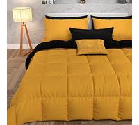 PETTI Artigiani Italiani - Trapunta Matrimoniale Maxi Invernale, Piumone Matrimoniale Maxi, Tinta Unita Double Face Giallo Nero 100% Made in Italy