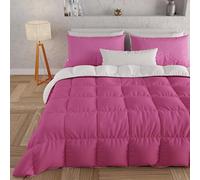 PETTI Artigiani Italiani - Trapunta Matrimoniale Maxi Invernale, Piumone Matrimoniale Maxi, Tinta Unita Double Face Fuxia Bianco 100% Made in Italy