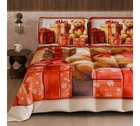 PETTI Artigiani Italiani - Trapunta Singola Invernale di Natale, Piumone Singolo Natalizio, Trapunta Natalizia Double Face Tinta Unita e Stampa Digitale Orsetto 2, Made in Italy