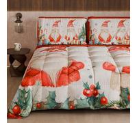 PETTI Artigiani Italiani - Trapunta Singola Invernale di Natale, Piumone Singolo Natalizio, Trapunta Natalizia Double Face Tinta Unita e Stampa Digitale Xmas 6, Made in Italy