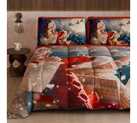 PETTI Artigiani Italiani - Trapunta Singola Invernale di Natale, Piumone Singolo Natalizio, Trapunta Natalizia Double Face Tinta Unita e Stampa Digitale Xmas 20, Made in Italy