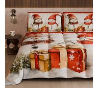 PETTI Artigiani Italiani - Trapunta Singola Invernale di Natale, Piumone Singolo Natalizio, Trapunta Natalizia Double Face Tinta Unita e Stampa Digitale Pupazzo 1, Made in Italy