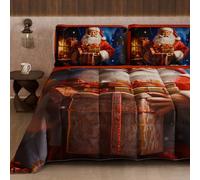 PETTI Artigiani Italiani - Trapunta Singola Invernale di Natale, Piumone Singolo Natalizio, Trapunta Natalizia Double Face Tinta Unita e Stampa Digitale Xmas 2, Made in Italy