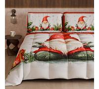 PETTI Artigiani Italiani - Trapunta Singola Invernale di Natale, Piumone Singolo Natalizio, Trapunta Natalizia Double Face Tinta Unita e Stampa Digitale Gnomo 1, Made in Italy