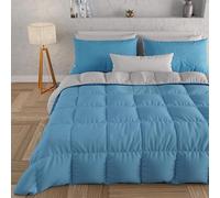 PETTI Artigiani Italiani - Trapunta Singola Invernale, Piumone Singolo, Tinta Unita Double Face Celeste Grigio 100% Made in Italy