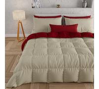 PETTI Artigiani Italiani - Trapunta Singola Invernale, Piumone Singolo, Tinta Unita Double Face Tortora Bordeaux 100% Made in Italy