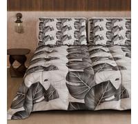 PETTI Artigiani Italiani - Trapunta Singola Invernale, Piumone Singolo, Trapunta Double Face Tinta Unita e Stampa Digitale Tropical Nero, Made in Italy