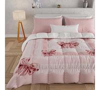 PETTI Artigiani Italiani - Trapunta Singola Invernale, Piumone Singolo, Trapunta Double Face Tinta Unita e Stampa Digitale Fiocco Rosa, Made in Italy