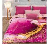 PETTI Artigiani Italiani - Trapunta Singola Invernale, Piumone Singolo, Trapunta Double Face Tinta Unita e Stampa Digitale Marble Rosa, Made in Italy