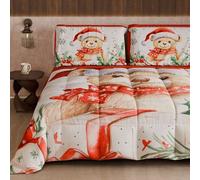 PETTI Artigiani Italiani - Trapunta Una Piazza e Mezza Invernale di Natale, Piumone Una Piazza e Mezza Natalizio, Trapunta Double Face Tinta Unita e Stampa Digitale Xmas 16, Made in Italy