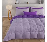 PETTI Artigiani Italiani - Trapunta Una Piazza e Mezza Invernale, Piumone Una Piazza e Mezza, Tinta Unita Double Face Lilla Viola 100% Made in Italy