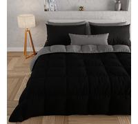 PETTI Artigiani Italiani - Trapunta Una Piazza e Mezza Invernale, Piumone Una Piazza e Mezza, Tinta Unita Double Face Nero 100% Made in Italy