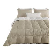 PETTI Artigiani Italiani - Trapunta Una Piazza e Mezza Invernale, Piumone Una Piazza e Mezza, Tinta Unita Double Face Bianco Tortora 100% Made in Italy