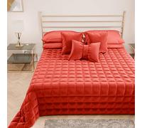 PETTI Artigiani Italiani - Trapuntino Matrimoniale in Morbido e Caldo Velluto, Trapunta Primaverile Autunnale, Copriletto Matrimoniale, Rosso, 100% Made in Italy