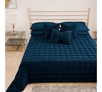 PETTI Artigiani Italiani - Trapuntino Matrimoniale in Morbido e Caldo Velluto, Trapunta Primaverile Autunnale, Copriletto Matrimoniale, Blu, 100% Made in Italy