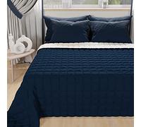 PETTI Artigiani Italiani - Trapuntino Matrimoniale Maxi, Copriletto Matrimoniale Maxi, Trapuntino Double Face, Trapunta Primaverile, Blu Notte Bianco, 100% Made in Italy