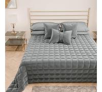 PETTI Artigiani Italiani - Trapuntino Singolo in Morbido e Caldo Velluto, Trapunta Primaverile Autunnale, Copriletto Singolo, Grigio Scuro, 100% Made in Italy