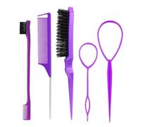 Pettine 3-10pcs Hair Styling Comb Set Teasing Brush Triple Rat Tail Combs Edge Tools Braid Tool Loop(MULTI)