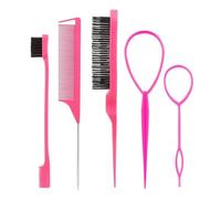 Pettine 3-10pcs Hair Styling Comb Set Teasing Brush Triple Rat Tail Combs Edge Tools Braid Tool Loop(Color2)