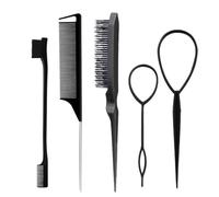 Pettine 3-10pcs Hair Styling Comb Set Teasing Brush Triple Rat Tail Combs Edge Tools Braid Tool Loop(Blue)