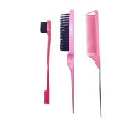 Pettine 3-10pcs Hair Styling Comb Set Teasing Brush Triple Rat Tail Combs Edge Tools Braid Tool Loop(PURPLE)