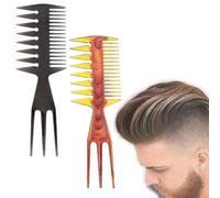 Pettine 3 in 1, 2 Pezzi Pettine Denti Larghi Set, Pettine a Tre Lati, Pettine tridente,Pettine Capelli Da Uomo Denti Larghi
